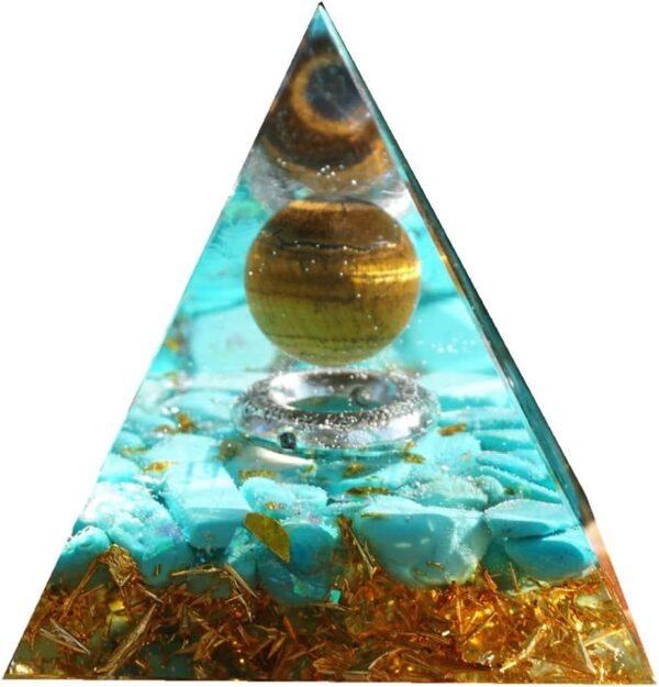 Orgonite Tiger Eye Turquoise Pyramid